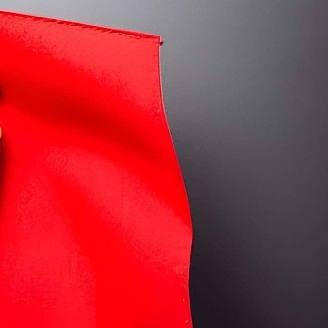 Clenched fist with a red flag in the background