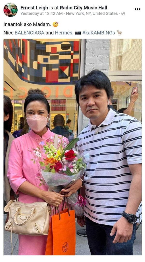 Screenshot ng Facebook post ni Ernest Leigh Bahala